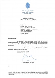 Carta del Jefe de la Secretaría de S.M. La Reina