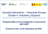 Jornada informativa sobre convocatorias del Clúster 4 de Horizonte Europa - Industria y Espacio