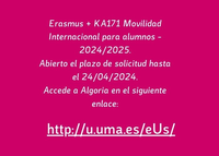 Erasmus + KA171 Movilidad Internacional para alumnos - 2024/2025.