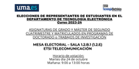 CONVOCATORIA ELECCIONES DE REPRESENTANTES DE ESTUDIANTES EN EL CONSEJO DE DEPARTAMENTO DE TECNOLOGÍA ELECTRÓNICA - CURSO 2023/24
