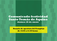 Comunicado festividad Santo Tomás de Aquino