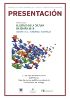 Cartel presentación del Informe sobre el Estado de la Cultura en España 2019