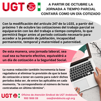 A partir de octubre la jornada a tiempo parcial contará como un día cotizado