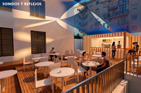 ‘Sonidos y Reflejos’ gana el concurso de la UMA  para dotar de cafetería el patio que comparten Arquitectura y Bellas Artes