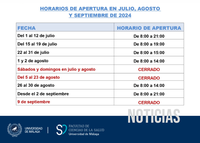 HORARIO DE APERTURA EN EL PERIODO ESTIVAL