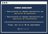 Matrícula Extraoficial Curso 2026/2027