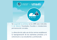 Suspensión de la actividad académica por alerta meteorológica