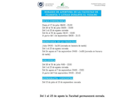 Horario de verano en la Facultad de Filosofía y Letras