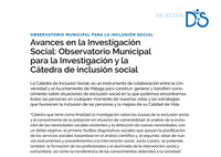 Avances en la Investigación Social: Observatorio Municipal para la Investigación y la Cátedra de inclusión social
