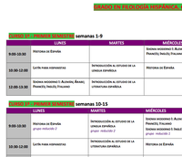 Horarios del Grado en Filología Hispánica