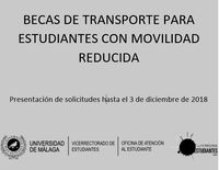 Convocadas las becas de transporte para estudiantes con movilidad reducida matriculados en la Universidad de Málaga en titulaciones oficiales de Grado o Postgrado, en el curso 2018/2019