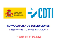 Convocatoria CDTI para proyectos de I+D en COVID-19