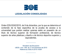Acceso a la universidad de quienes estén en posesión del título de técnico superior de F.P.