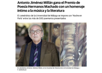 Antonio Jiménez Millán gana el Premio de Poesía Hermanos Machado con un homenaje íntimo a la música y la literatura