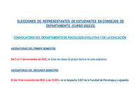 Elecciones de representantes de estudiantes en consejos de departamento (curso 2022-2023)