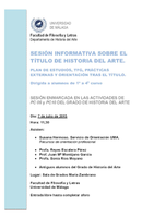 actualización: SESIÓN INFORMATIVA SOBRE EL TÍTULO DE HISTORIA DEL ARTE. Plan de Estudios, TFG, Prácticas Externas y orientación tras el Título.