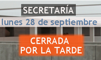 Horario de secretaría del lunes 28 de septiembre