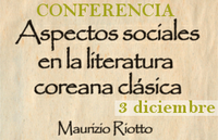 Conferencia Aspectos sociales en la literatura coreana clásica