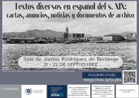 Textos diversos en español del s. XIX: cartas, anuncios, noticias y documentos de archivo