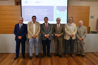 El vicerrector Salvador Merino, el decano José Jiménez, el rector, el alcalde, el catedrático Javier López y el presidente del Málaga Tech Park, Felipe Romera