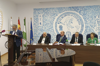 Juan Antonio García Galindo durante su discurso de ingreso como miembro de número de la Real Academia de Nobles Artes de Antequera