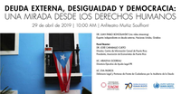 Cartel "Deuda externa, desigualdad y democracia: Una mirada desde los Derechos Humanos"