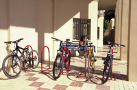 Una imagen de bicicletas aparcadas en el campus de la UMA 
