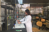La investigadora María Cruz trabajando en su laboratorio de la Facultad de Ciencias