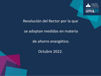 Resolución del Rector. Medidas de ahorro energético. Oct 2022