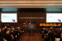 El rector y Joaquín Canca, durante la presentación