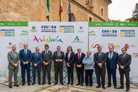Los rectores andaluces, durante la presentación