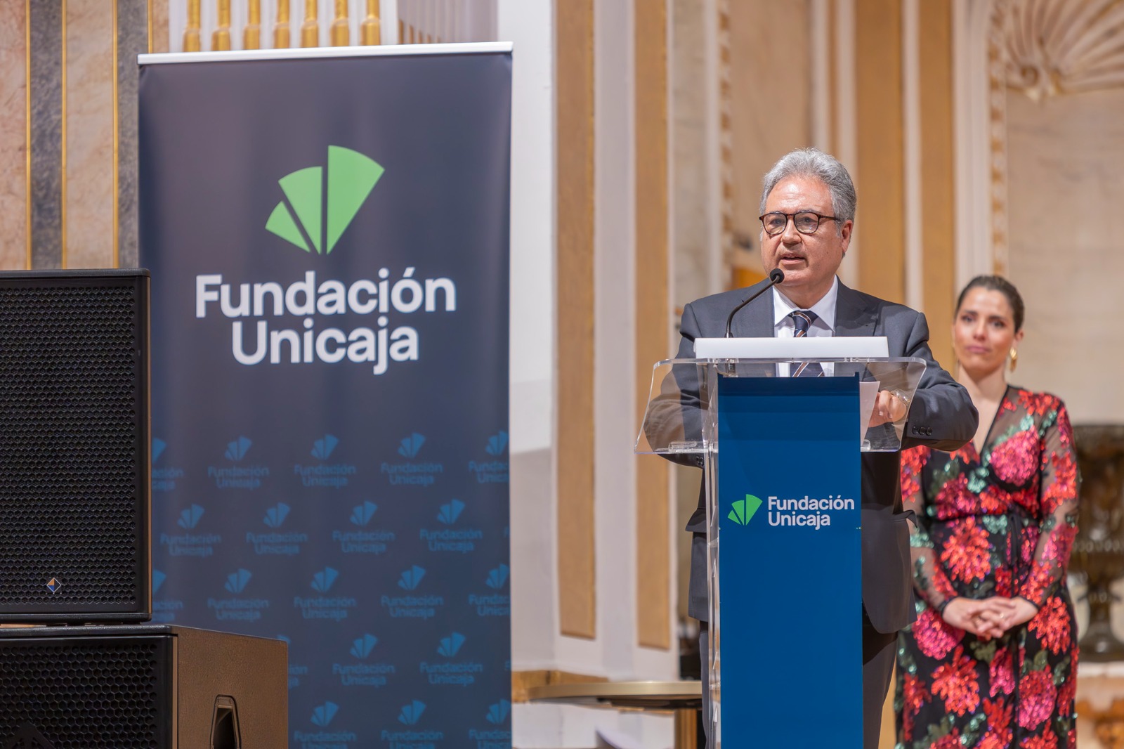 Juan Antonio García Galindo durante su discurso de agradecimiento