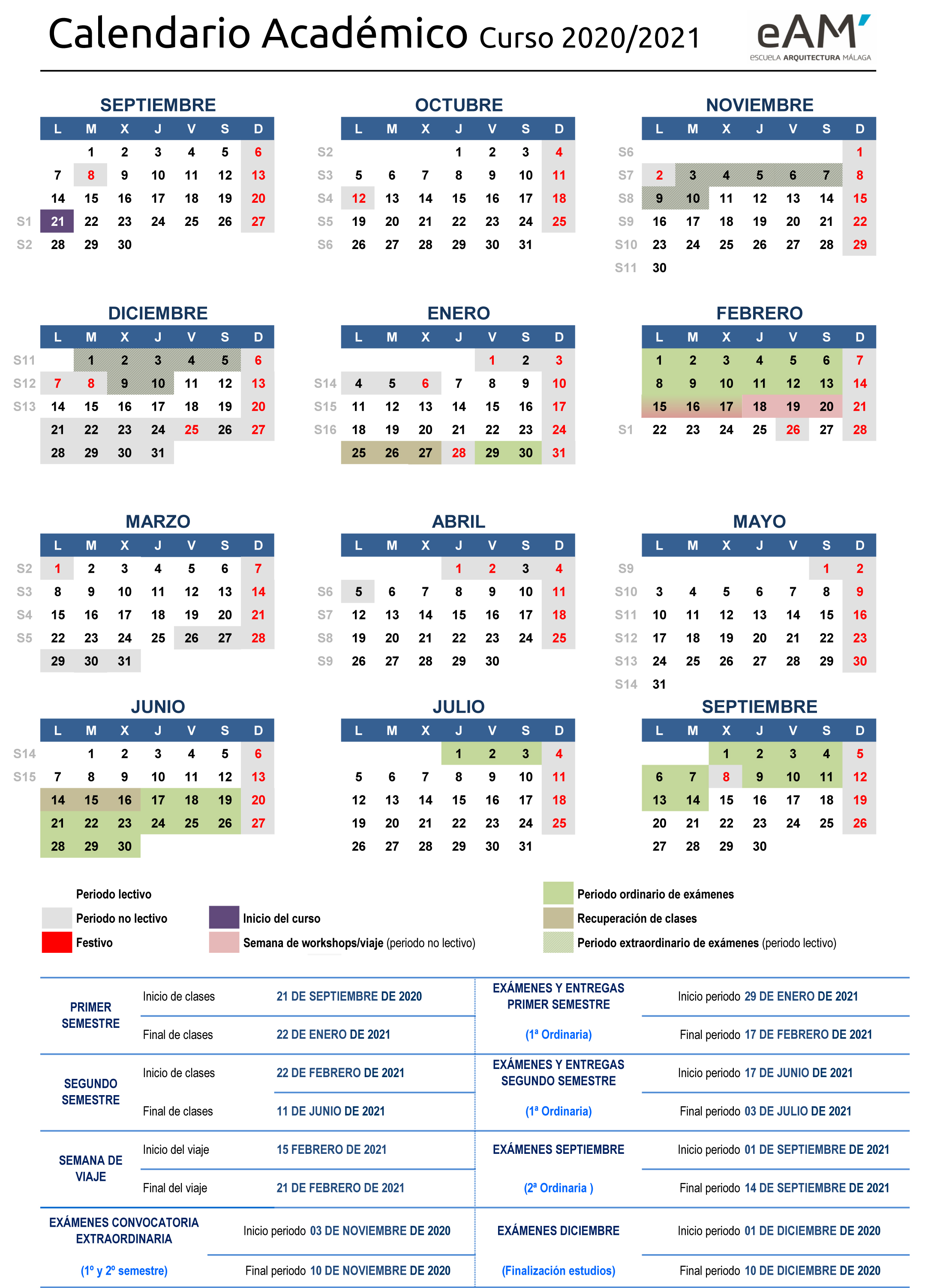 E T S De Arquitectura Calendario Academico Eam Universidad De Malaga calendario uma 2020 21