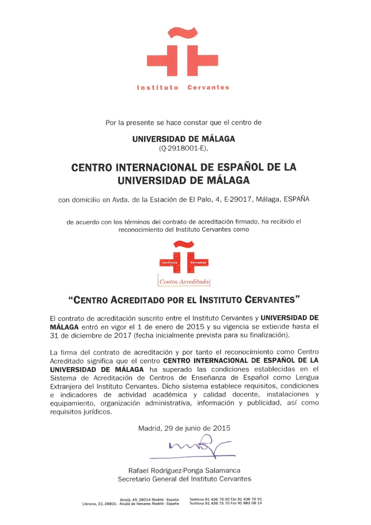 Acreditación Cervantes